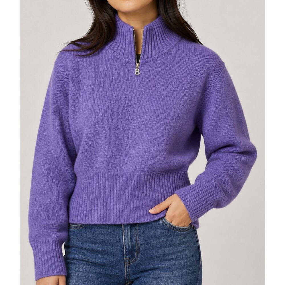 Vintage 90’s Bogner Wool Blend Sweater Quarter Zip Mock Neck Logo Chunky Knit